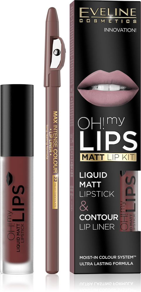 Eveline Oh My Lips Matte Liquid Lipstick and Pencil No. 16 Extraordinary Red