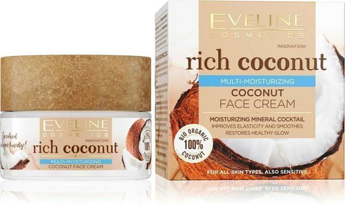 Eveline Rich Coconut Kokosowy Multi-Nawilżający Zestaw do twarzy Pianka do Mycia + Tonik + Krem do Twarzy + Krem pod Oczy
