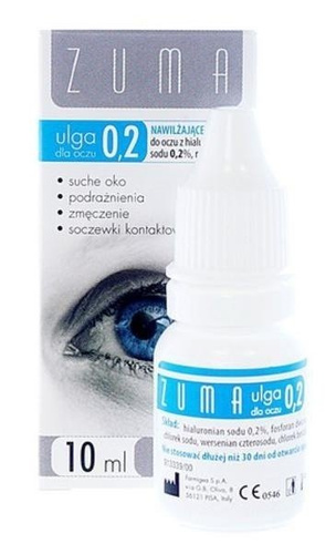 ZUMA Noka relief to eyes 0.2 Lubricant eye drops with sodium hyaluronate 0.2% Best Before 30.09.26