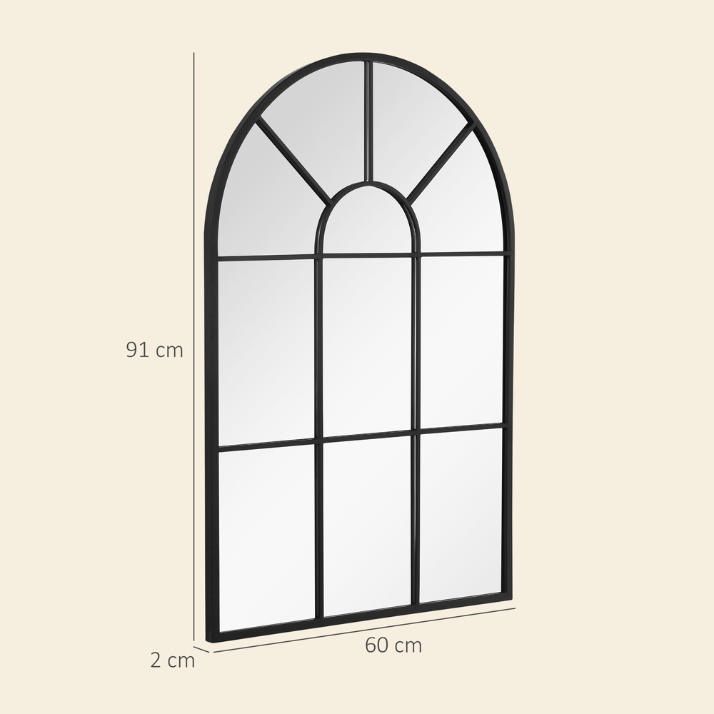 HOMCOM 90 X 61cm Arched Grid Mirror - White