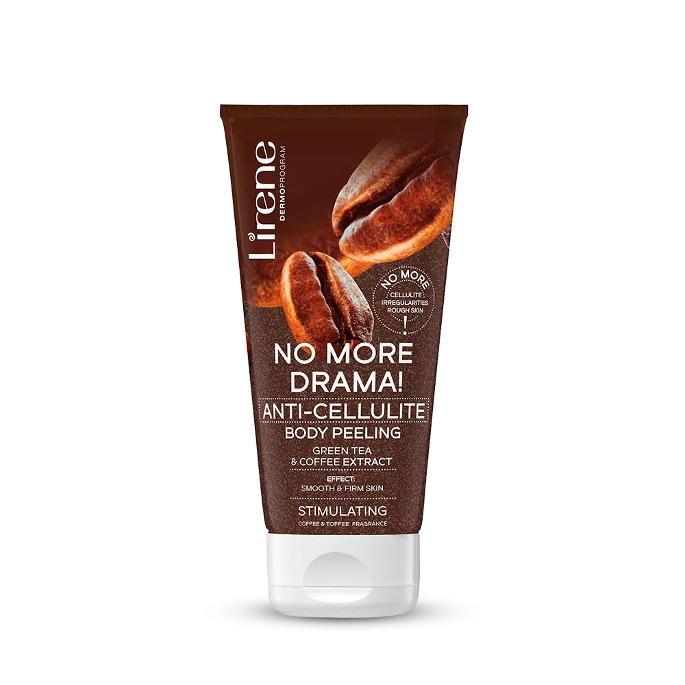 Lirene No More Drama! Antycellulitowy Peeling Cukrowy z Kawą i Zieloną Herbatą 175g