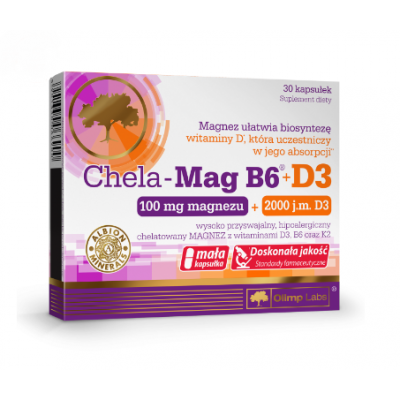 Olimp Chela-Mag B6 + D3 for Bone and Muscle Support 30 Capsules