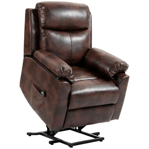 HOMCOM Faux Leather 70° Electric Riser Recliner Chair, Dark Brown