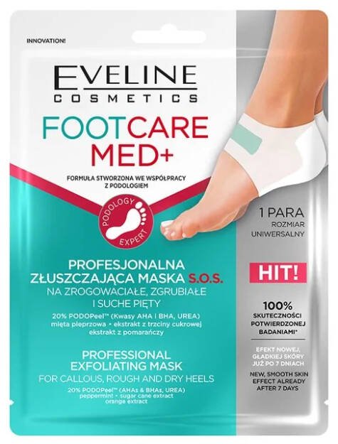 Eveline Foot Care Med+ Złuszczająca Maska na Zrogowaciałe i Suche Pięty 1 Sztuka Best Before 31.12.24