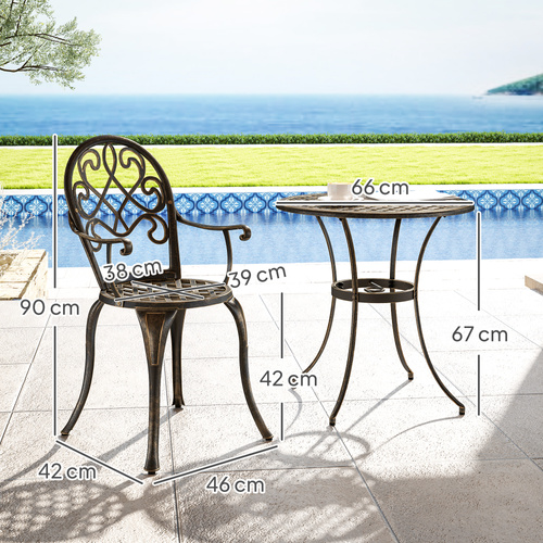 Outsunny Three-Piece Elegant Aluminium Garden Set - Bronze Tone