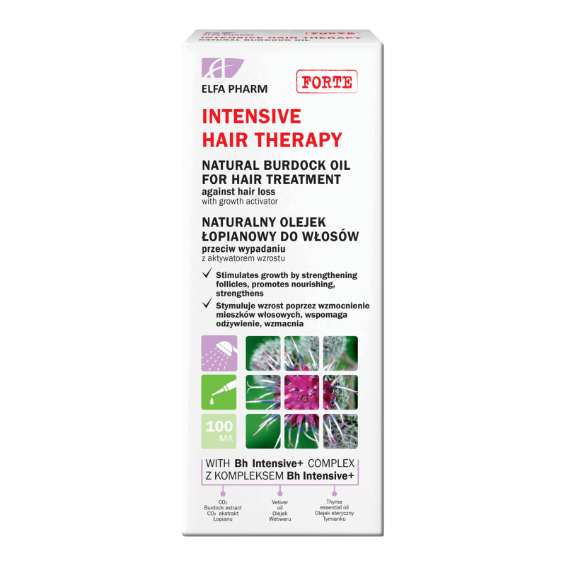 Intensive Hair Therapy Natural Burdock Oil for Hair with Bh Intensive + Complex against Hair Loss with Growth Activator 100ml