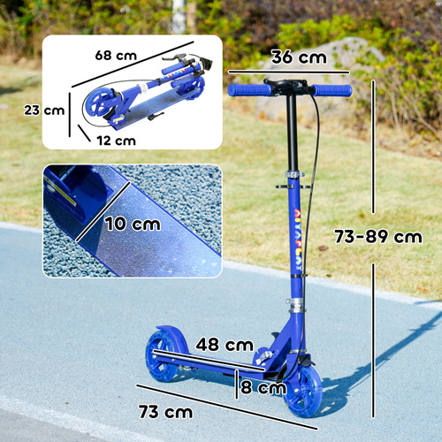 AIYAPLAY Scooter for Kids Aged 3-8 Years, with Adjustable Handle, Two Light Up Wheels, Handbrake, Rear Brake, Blue