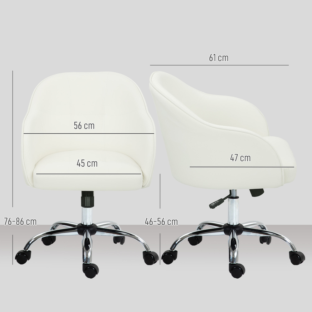 HOMCOM 46-56 cm Velvet-feel Office Chair - Cream