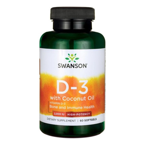 Swanson Witamina D3 2000 IU z Kokosem na Odporność 60 Kapsułek