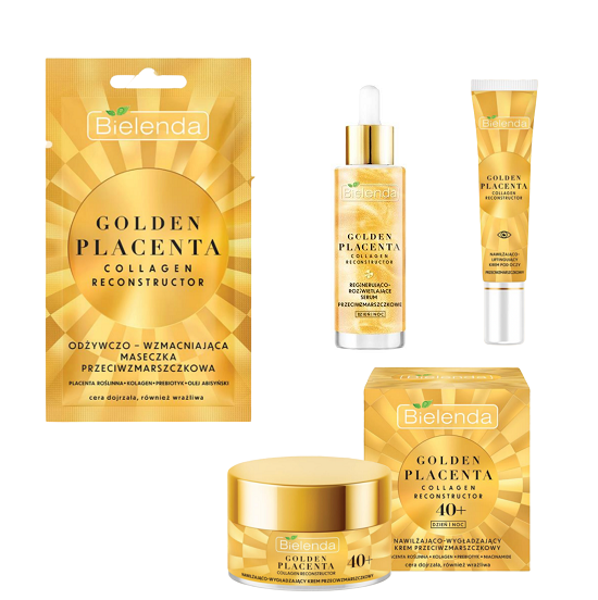 Bielenda Golden Placenta Zestaw do Pielęgnacji Twarzy Maseczka + Serum + Krem pod Oczy + Krem do Twarzy 