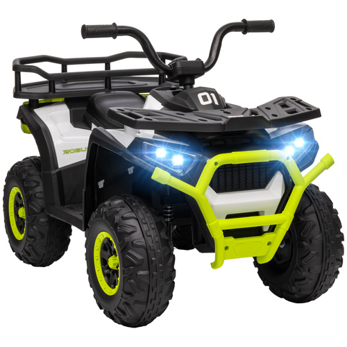 AIYAPLAY 12V Kids Electric Ride on ATV, Battery-Powered Quad Bike w/ Spring Suspension, Forward Backward, Storage Basket, Green