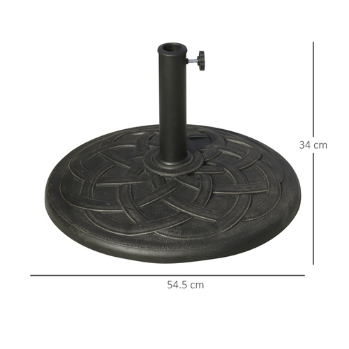 Outsunny 19KG Resin Umbrella Base Garden Parasol Base Stand Round Sun Shade Holder Suitable For Pole Between Φ38mm to Φ48mm