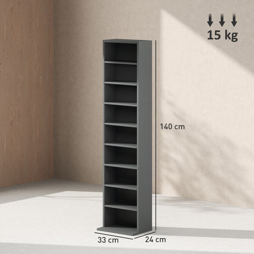 HOMCOM 260 Narrow CD Storage Unit - Grey