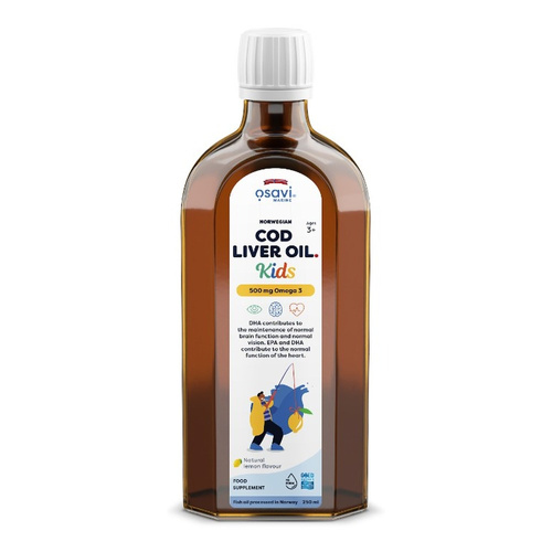 Osavi Norwegian Cod Liver Oil Kids 500mg Omega 3 Lemon 250 ml