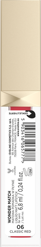 Eveline Wonder Match Nawilżająca Matowa Pomadka w Płynie 06 Classic Red 6.8ml