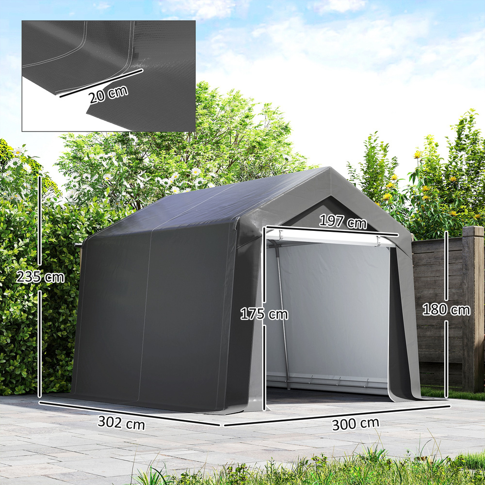 Outsunny 3.6 x 2.1m Portable Outdoor Shed, with Window - Dark Grey