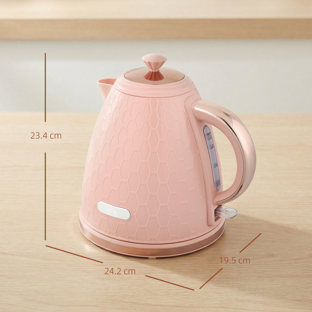 HOMCOM 3kW Rapid Boil Honeycomb Kettle - Light Pink