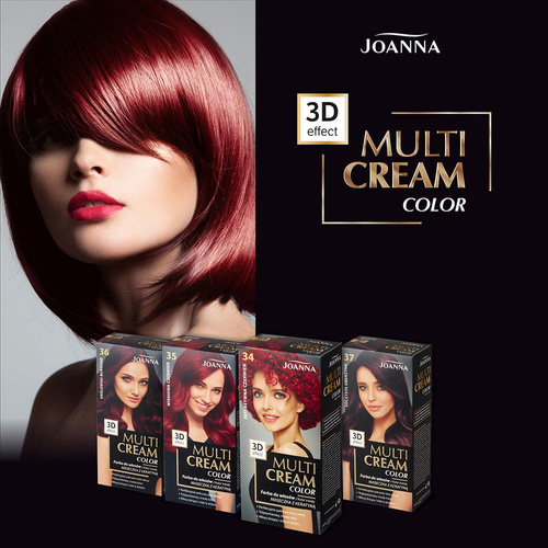 Joanna Multi Cream Trwały Intensywny Kolor Włosów Farba Pielęgnująca 36 Królewski Burgund 60x40x20g