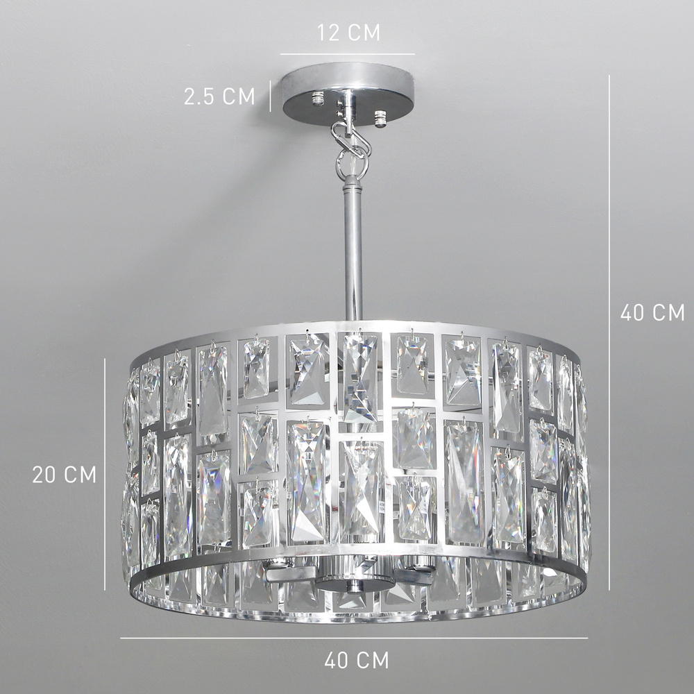 HOMCOM 72 Glass Crystallite Chandelier - Silver-Tone