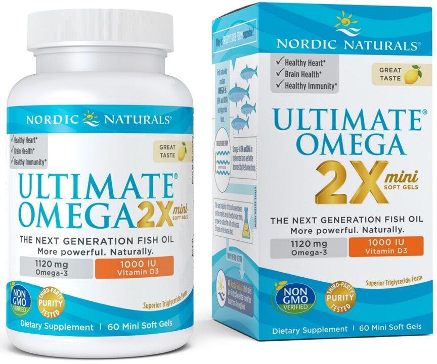 Ultimate Omega 2X Mini with Vitamin D3, 1120mg Lemon - 60 mini softgels