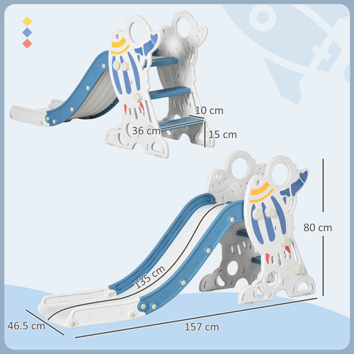 AIYAPLAY Space-Themed Baby Slide, Indoor Freestanding Kids Slide, for Ages 1.5-3 Years - Blue