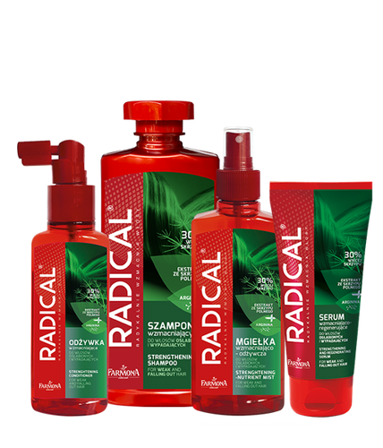 Radical Zestaw do Włosów przeciw Wypadaniu Szampon Odżywka Serum Mgiełka 400x200 2x100ml