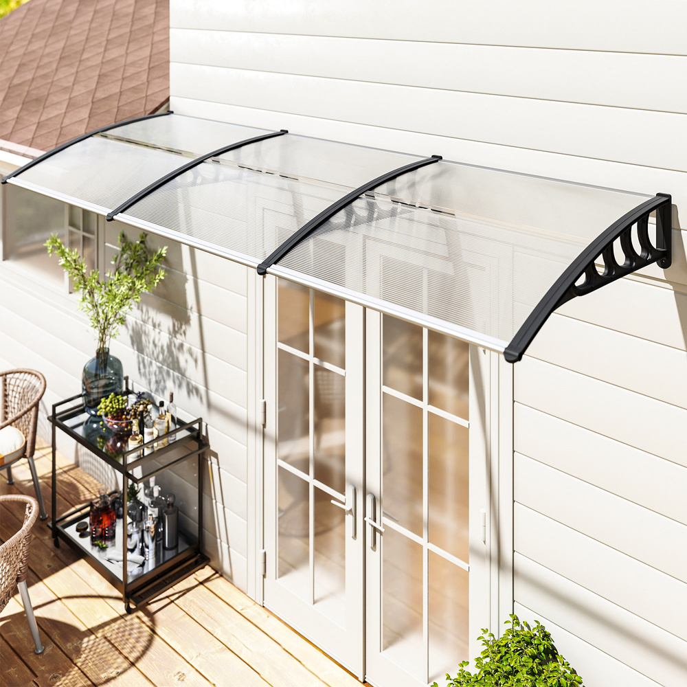 Outsunny Front Door Canopy, Outdoor Awning, Rain Shelter, 303 x 96cm , Clear