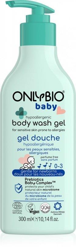 OnlyBio Baby Hipoalergiczny Żel do Mycia Ciała dla Niemowląt od 1 Dnia Życia dla Skóry Atopowej i ze Skłonnością do Alergii 300ml