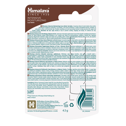 Himalaya Intensive Moisturizing Cocoa Butter Lip Balm 4.5g
