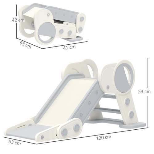AIYAPLAY Foldable Kids Slide, Freestanding Baby Slide, for Ages 1.5-3 Years, Grey & Beige