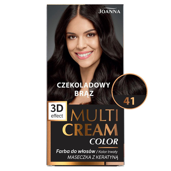 Joanna Multi Cream Trwały Intensywny Kolor Włosów Farba Pielęgnująca 41 Czekoladowy Brąz 60x40x20g