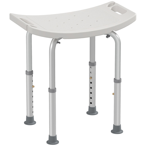 HOMCOM Height Adjustable Bath Stool, Aluminium Shower Stool with Non-Slip Pads for Elderly, Disabled, Seniors, Pregnant, White