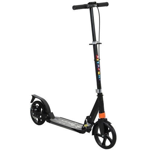 AIYAPLAY Kids Scooter with Four-Level Adjustable Handlebar, Dual Brake System, 200mm Wheels, ABEC-7 Bearings, Black