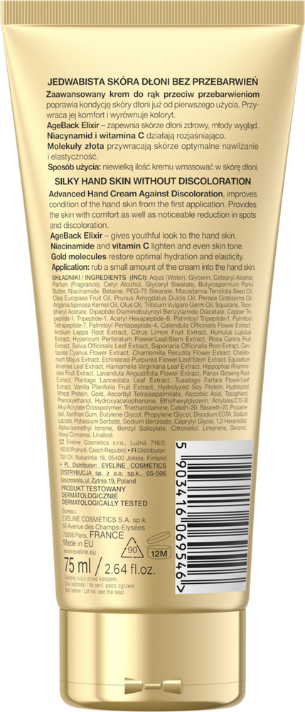 Eveline Gold Peptides Krem do Rąk Przeciw Przebarwieniom 3w1 75ml