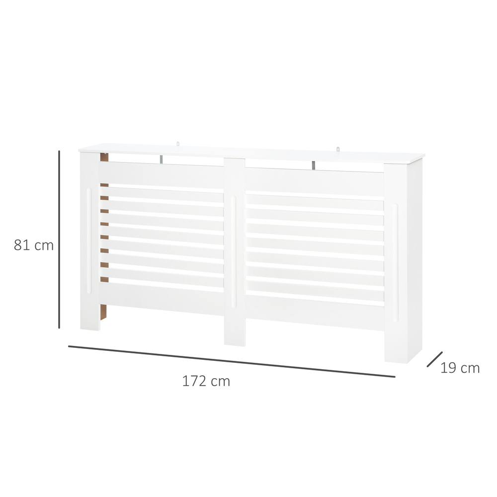 HOMCOM Radiator Cover, Modern MDF White Painted Cabinet with Horizontal Slats for Living Room, Bedroom, 172L x 19W x 81H cm