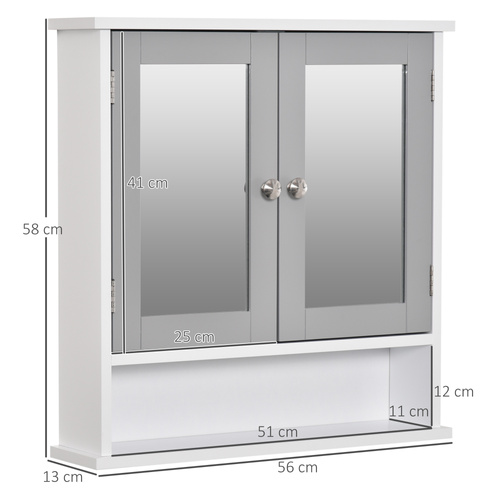 kleankin Bathroom Wall Storage Cabinet - Grey