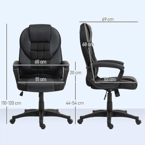 HOMCOM Faux Leather Office Chair with Tilt and PU Castors - Black