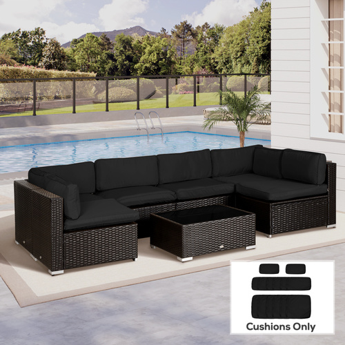 Outsunny Garden Rattan Sofa Cushion Polyester Cover Replacement Outdoor- No Cushion Included, Black