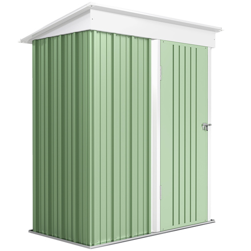 Outsunny Metal Garden Shed, Outdoor Lean-to Shed for Tool Motor Bike, with Adjustable Shelf, Lock, Gloves, 5'x3'x6', Green