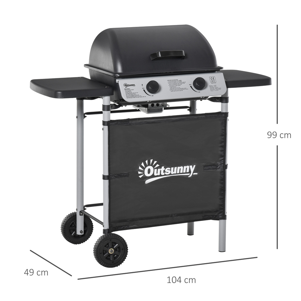 Outsunny 2 x 2.8kW Burner Gas BBQ - Grey