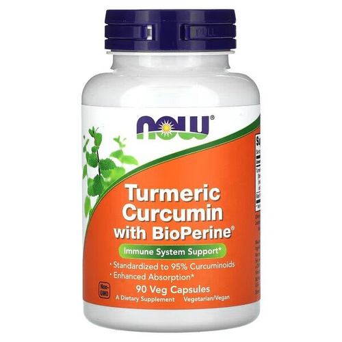 Now Foods Turmeric Curcumin with BioPerine Wspiera Układ Odpornościowy 90 Kapsułek