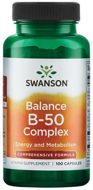 Swanson Balance B-50 Vitamin B Complex for Energy and Nervous System 100 Capsules