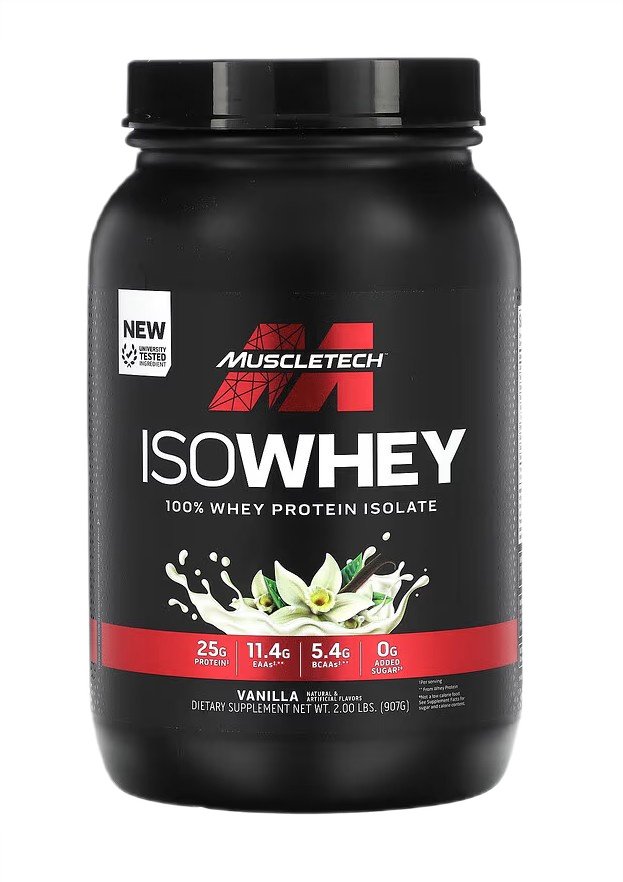MuscleTech Iso Whey Whey Protein Isolate Vanilla for Muscle Recovery 907g