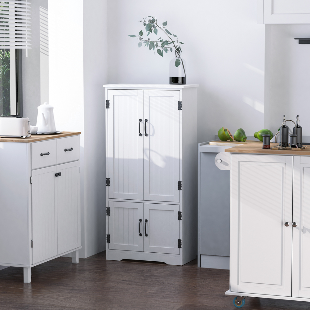 HOMCOM Accent Floor Storage Cabinet, Kitchen Cupboard Sideboard with Adjustable Shelves and 2 Lower Doors, White