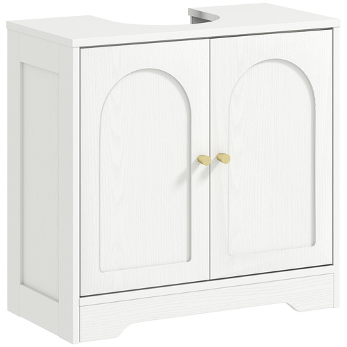 HOMCOM Under Sink Bathroom Cabinet with 2 Arch Doors - White