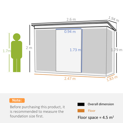 Outsunny 6x8 Metal Garden Shed, Sloped Roof Shed with Ventilation & Storage Solutions, Grey