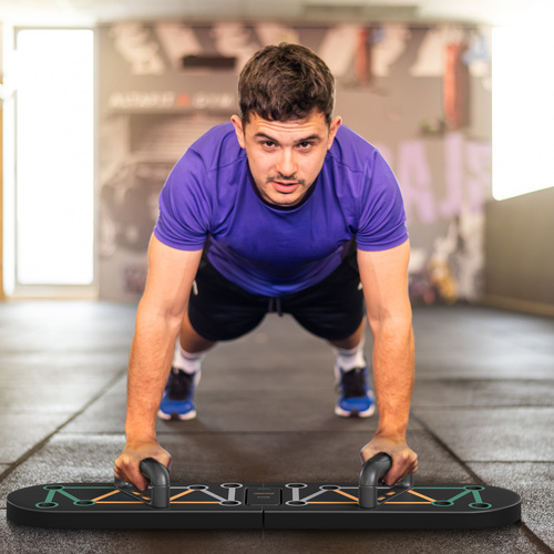 SPORTNOW Foldable Push Push Up Board with Non-Slip Pads, for Chest, Arms, Shoulders, Black