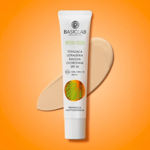 BasicLab Tonujaca Emulsja Ochronna SPF 50 dla Skóry Tłustej i Mieszanej 40ml