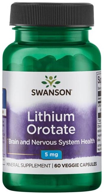 Swanson Lithium Orotate 5mg 60 Kapsułek