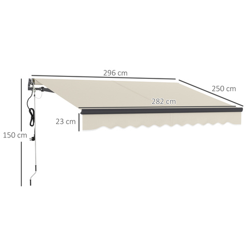 Outsunny 2.5 x 3m Electric/Manual Awning, with Remote - Beige